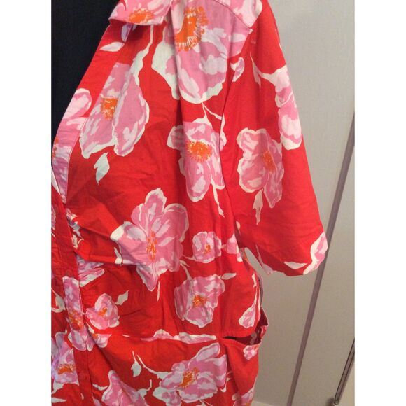 New NWT Plus 3X floral red midi dress cut outs Button up front shirt dress - Picture 6 of 6